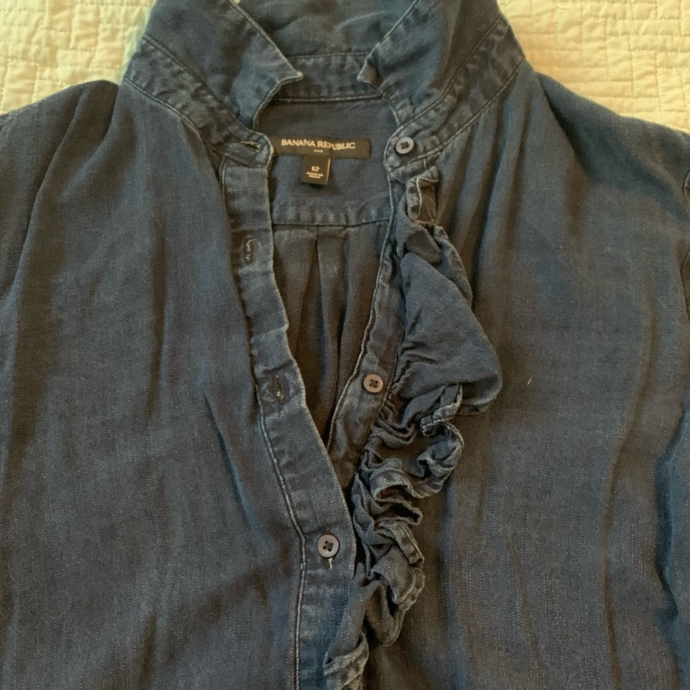 Banana Republic denim ruffle dress